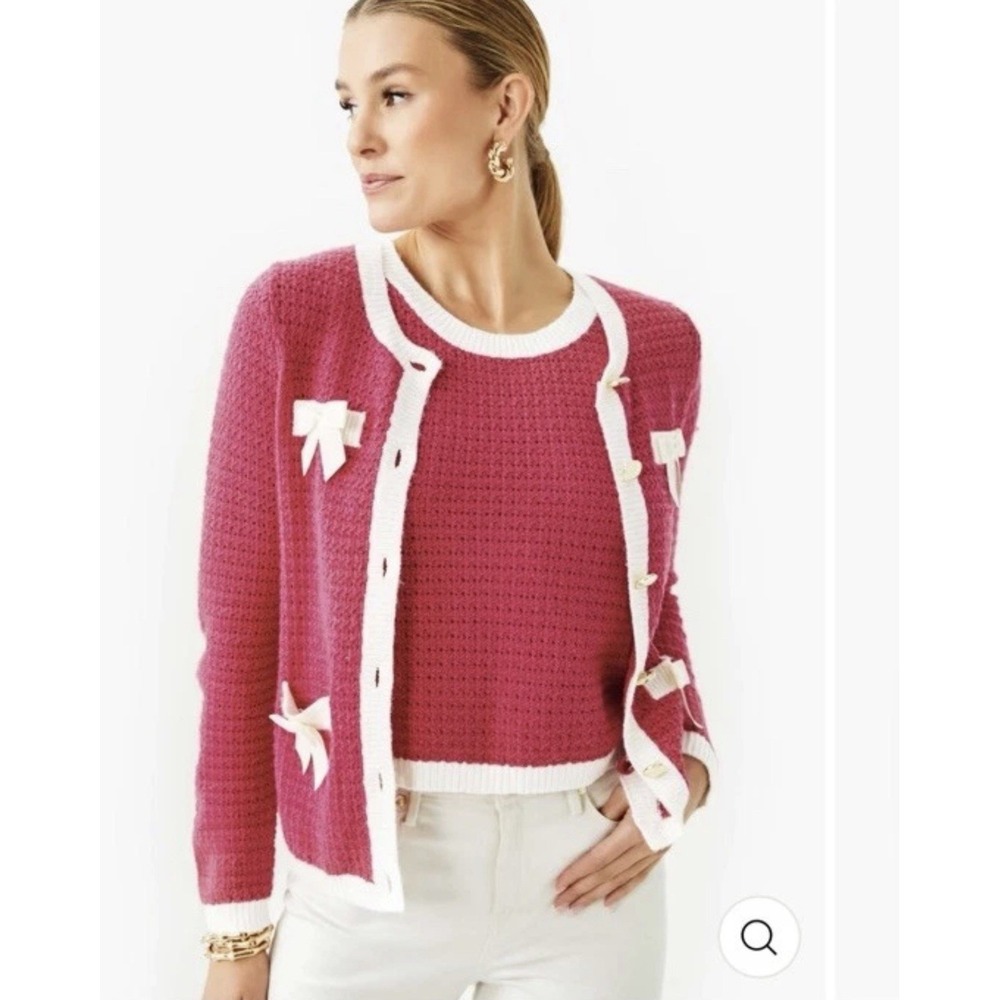 LILLY PULITZER Valoria Sweater Set Raspberry Rouge Size M (Retail $228)